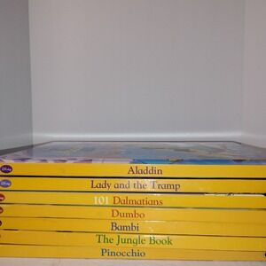 Lot Of 7 DISNEY Sandy Creek Hard Cover Book Lot Aladdin Dumbo Dalmatians Bambi